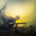 Free diver with spear gun near Santa Barbara, California